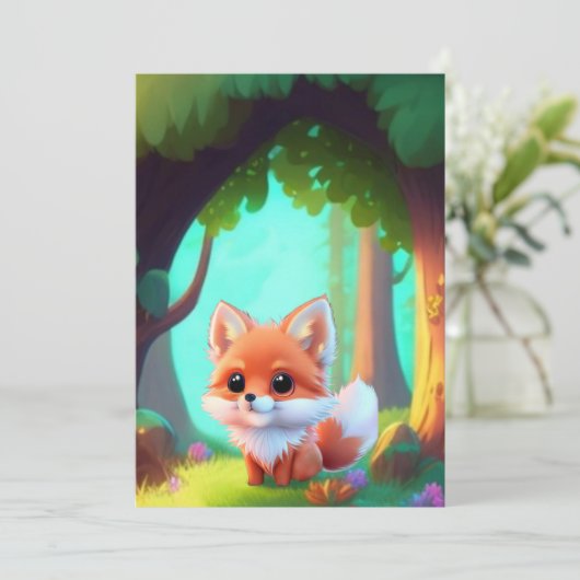 Woodland bos vrienden leuke baby vos kaart (Staand voorkant)
