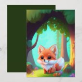 Woodland bos vrienden leuke baby vos kaart (Voorkant / Achterkant)