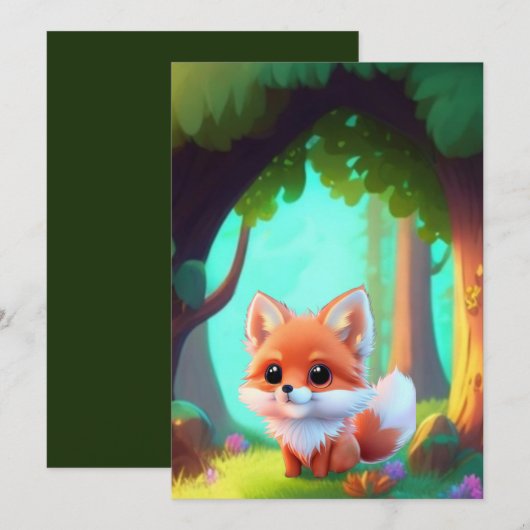 Woodland bos vrienden leuke baby vos kaart (Voorkant / Achterkant)