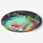 Woodland bos vrienden leuke baby vos verjaardag papieren bordje (Gekanteld)