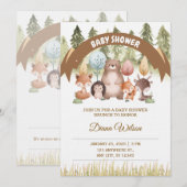 Woodland bosbabyborrel uitnodiging (Voorkant / Achterkant)