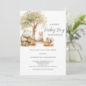 Woodland bosdier jongen babyshower uitnodiging (Staand voorkant)