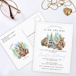 Woodland bosdieren baby boy douche briefkaart