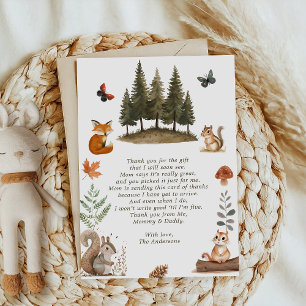 Woodland Bosdieren Baby Shower Bedankkaart