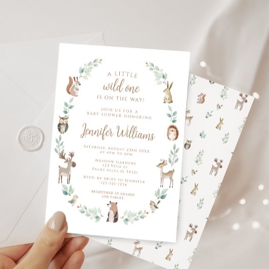 Woodland bosdieren groen baby jongen douche kaart