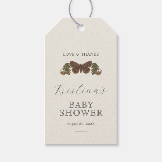 Woodland Botanical Genderneutraal Baby shower Cadeaulabel (Voorkant)