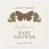 Woodland Botanical Genderneutraal Baby shower Vierkante Sticker (Voorkant)