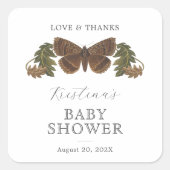 Woodland Botanical Genderneutraal Baby shower Vierkante Sticker (Voorkant)