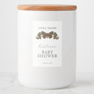 Woodland Botanical Genderneutraal Baby shower Voedselcontainer Etiket