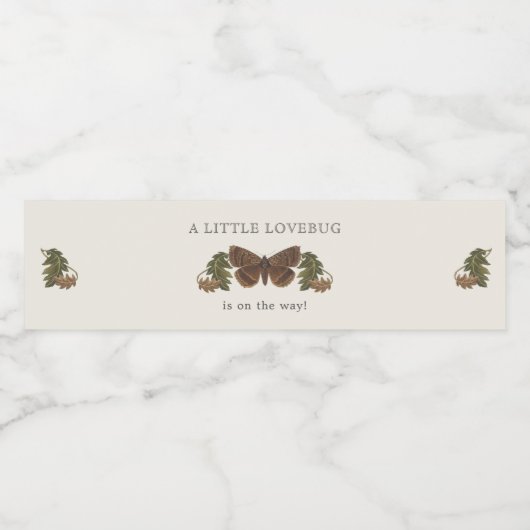 Woodland Botanical Genderneutraal Baby shower Waterfles Etiket (Enkel label)