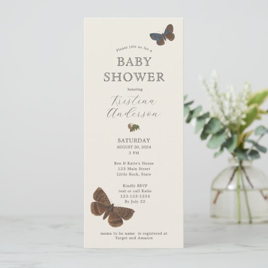 Woodland Botanical Geslacht Neutraal Baby Kaart (Staand voorkant)