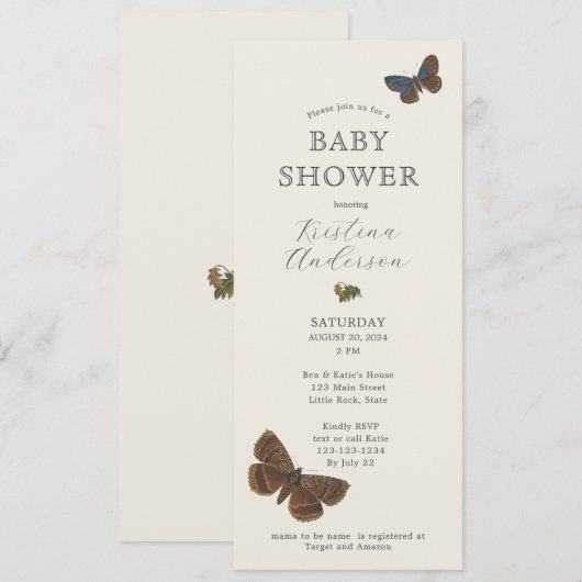 Woodland Botanical Geslacht Neutraal Baby Kaart (Voorkant / Achterkant)