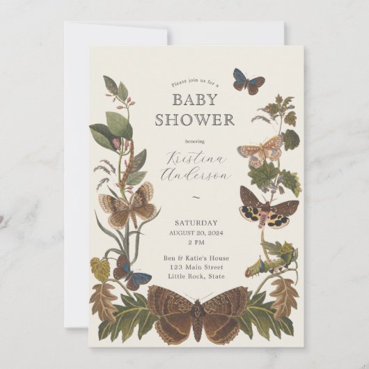 Woodland Botanical Geslacht Neutraal Baby Kaart (Voorkant)