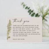 Woodland Botanical Wedding | Elegant Forest Fern Bedankkaart (Staand voorkant)