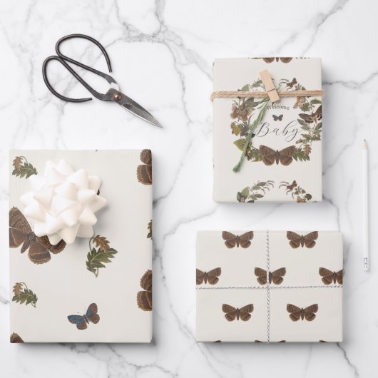 Woodland  Botanisch Baby shower Inpakpapier Vel (Voorkant)