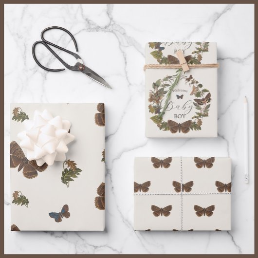 Woodland  Botanisch Baby shower Inpakpapier Vel