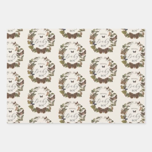Woodland  Botanisch Baby shower Inpakpapier Vel (Voorkant 2)