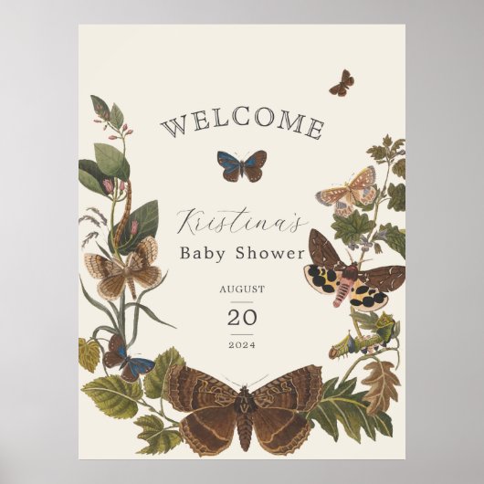 Woodland  Botanisch Baby shower Welkom Poster (Voorkant)