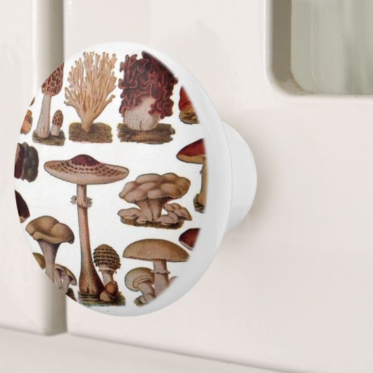 Woodland botanische print paddenstoel keramische knop