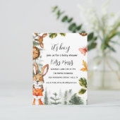 Woodland Boy Baby shower Invitation, Bos Dier Briefkaart (Staand voorkant)