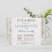 Woodland Boy Baby shower Invitation Rustic Kaart (Staand voorkant)