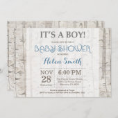 Woodland Boy Baby shower Invitation Rustic Kaart (Voorkant / Achterkant)
