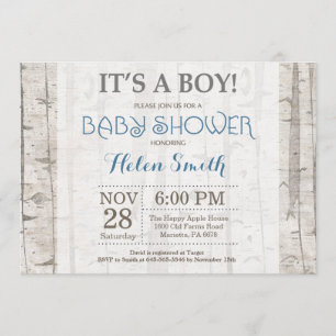 Woodland Boy Baby shower Invitation Rustic Kaart