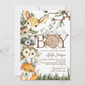 Woodland Boy Baby shower Uitnodiging (Voorkant)