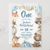 Woodland Boy Blue Pumpkin 1e verjaardag Kaart (Voorkant)