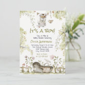 Woodland Boy Wild Forest Animals Baby Shower  Kaart (Staand voorkant)