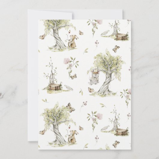 Woodland Boy Wild Forest Animals Baby Shower  Kaart (Achterkant)