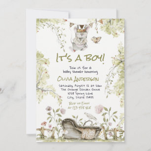 Woodland Boy Wilde Bosdieren Baby Shower Kaart