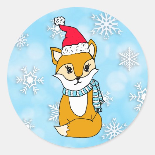 Woodland brengt kerstman met kersthoed ronde sticker (Voorkant)
