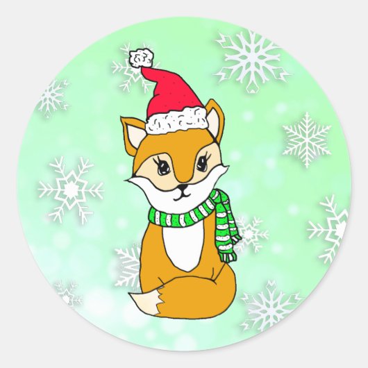 Woodland brengt kerstman met kersthoed ronde sticker (Voorkant)