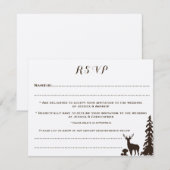 Woodland Brown Kraft Gepersonaliseerd Wedding RSVP Kaart (Voorkant / Achterkant)