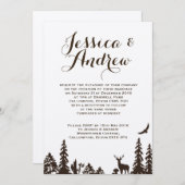 Woodland Brown Kraft Wedding Invitation Kaart (Voorkant / Achterkant)
