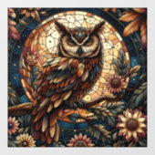 Woodland Brown Owl Glas in lood Window Cling Raamsticker (Vel)
