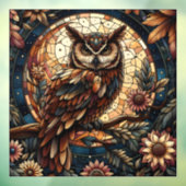 Woodland Brown Owl Glas in lood Window Cling Raamsticker (Vel 3)