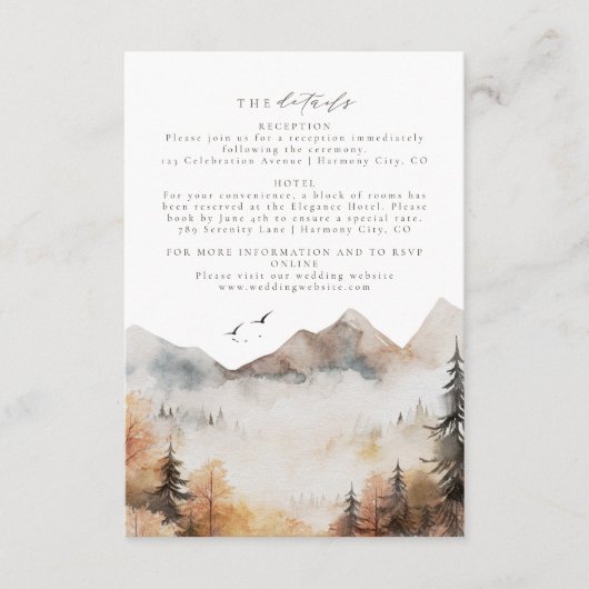 Woodland bruiloft details invoegen Kaart (Voorkant)