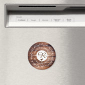 Woodland bruiloft monogram houten blad krans vogel magneet (Insitu (Vaatwasser))