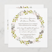 Woodland bruiloft rustieke krans uitnodiging (Voorkant / Achterkant)