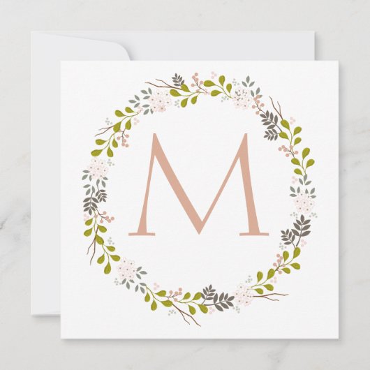 Woodland bruiloft rustieke krans uitnodiging (Achterkant)