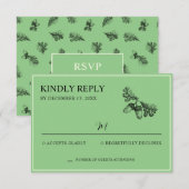 Woodland bruiloft Waterverf rustiek bos RSVP Kaartje (Voorkant / Achterkant)