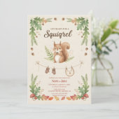 Woodland budget Squirrel Greenery baby shower Kaart (Staand voorkant)