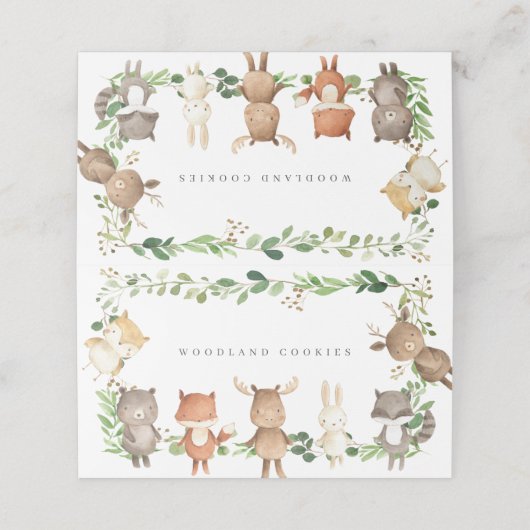 Woodland Buffet Food Labels Plaatskaartje (Buitenkant ongevouwen)