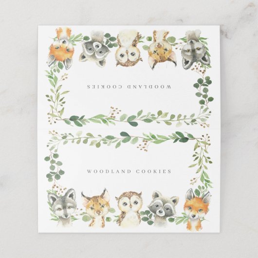 Woodland Buffet Food Labels Plaatskaartje (Buitenkant ongevouwen)