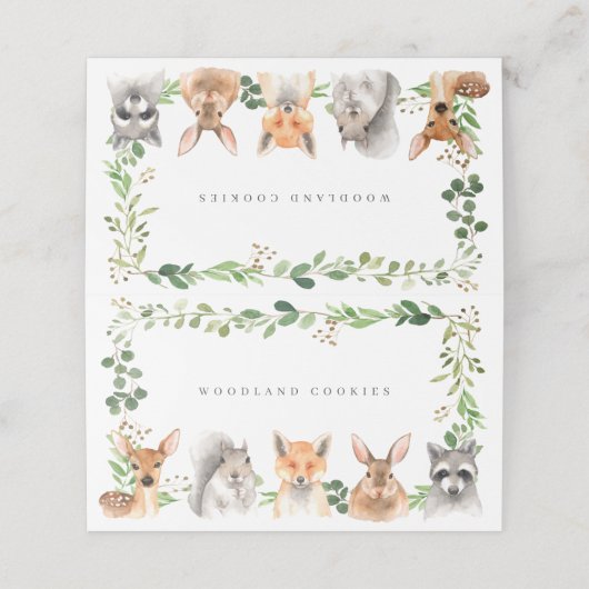 Woodland Buffet Food Labels Plaatskaartje (Buitenkant ongevouwen)