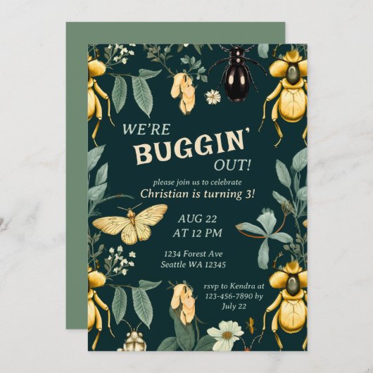 Woodland Bug Forest Verjaardag Kaart (Voorkant / Achterkant)