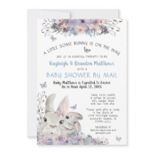 Woodland Bunnies Floral Blue Baby shower per post