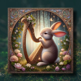 Woodland Bunny Art Nouveau Lijst Feestdagenkaart